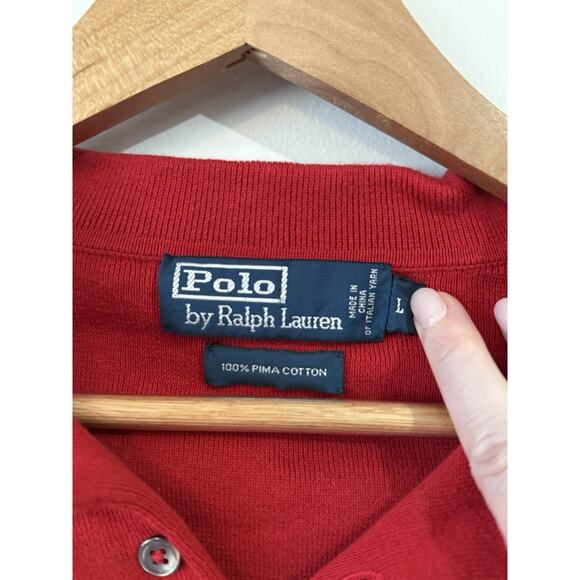 Polo Ralph Lauren Sweater Polo Mens Large Red Cotton Long Sleeve Knit - Picture 3 of 7